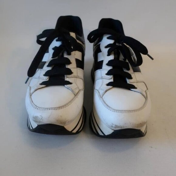 Womens Hogan White Black Platform Leather Maxi H222 Sneakers 39 US/8 - Picture 6 of 15